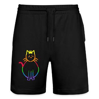 Années 80 Années 90 Rétro Vintage Chat Chats Chaton - Short de jogging bio TRAINER Stanley/Stella unisexe - noir - Devant - Nik (191cm) & Marisol (170cm)