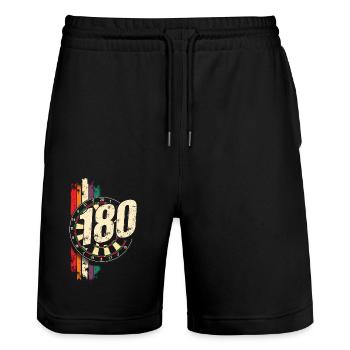 Darts 180 Dartboard Triple Dart Dartpfeil - Stanley/Stella Unisex Bio Joggingshorts Trainer  - Schwarz - Vorne - Nik (191cm) & Marisol (170cm)