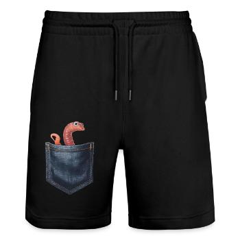Wurm - Stanley/Stella Unisex Bio Joggingshorts Trainer  - Schwarz - Vorne - Nik (191cm) & Marisol (170cm)