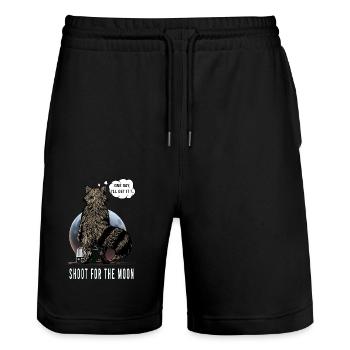 Dreamy raccoon, aim for the moon! - Stanley/Stella Trainer Unisex Organic Jogging Shorts - black - Front - Nik (191cm) & Marisol (170cm)
