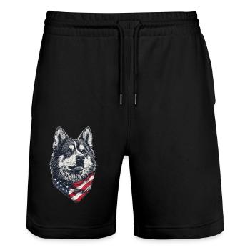 Akita - Stanley/Stella Unisex Bio Joggingshorts Trainer  - Schwarz - Vorne - Nik (191cm) & Marisol (170cm)