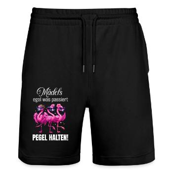äpegel halten Mädels - JGA T-Shirt für Team Braut - Stanley/Stella Unisex Bio Joggingshorts Trainer  - Schwarz - Vorne - Nik (191cm) & Marisol (170cm)