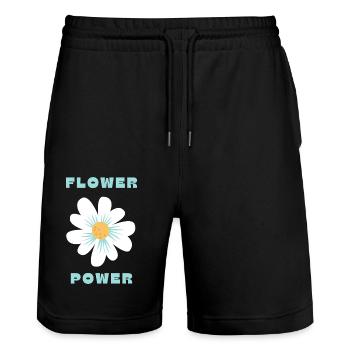 Flower Power – Design Rétro et Bohème 70's - Short de jogging bio TRAINER Stanley/Stella unisexe - noir - Devant - Nik (191cm) & Marisol (170cm)
