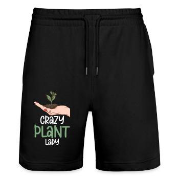 Crazy Plant Lady Botanical Gardening - Stanley/Stella Unisex Bio Joggingshorts Trainer  - Schwarz - Vorne - Nik (191cm) & Marisol (170cm)
