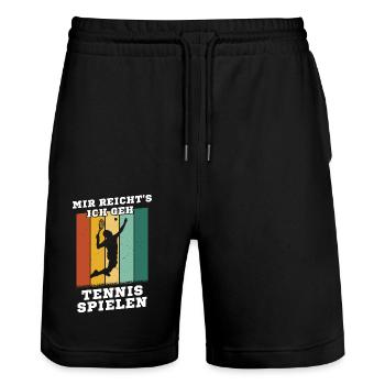 Tennis Vintage Rétro Joueur de Tennis Sport Hobby - Short de jogging bio TRAINER Stanley/Stella unisexe - noir - Devant - Nik (191cm) & Marisol (170cm)