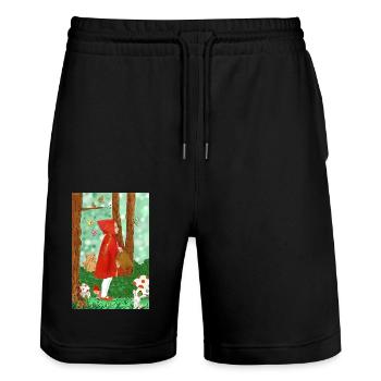 Forêt enchantée - Short de jogging bio TRAINER Stanley/Stella unisexe - noir - Devant - Nik (191cm) & Marisol (170cm)