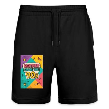 Mutter aus den 90er Jahren - Retro Muttertag - Stanley/Stella Unisex Bio Joggingshorts Trainer  - Schwarz - Vorne - Nik (191cm) & Marisol (170cm)