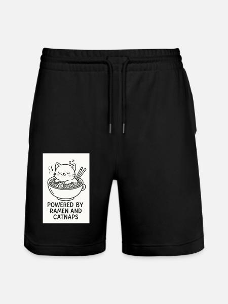 Powered by Ramen and Catnaps - Stanley/Stella Trainer Unisex Organic Jogging Shorts - black