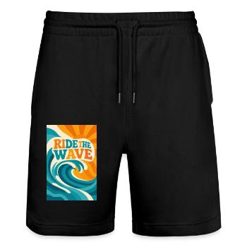 Ride the wave - Short de jogging bio TRAINER Stanley/Stella unisexe - noir - Devant - Nik (191cm) & Marisol (170cm)