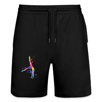 Gymnastique Coloré et puissant - Short de jogging bio TRAINER Stanley/Stella unisexe - noir - Devant - Nik (191cm) & Marisol (170cm)