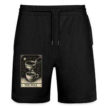 Tarot pour les amateurs de café – The Pull - Short de jogging bio TRAINER Stanley/Stella unisexe - noir - Devant - Nik (191cm) & Marisol (170cm)