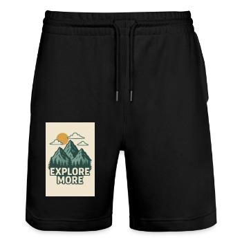 4 - Stanley/Stella Unisex Bio Joggingshorts Trainer  - Schwarz - Vorne - Nik (191cm) & Marisol (170cm)