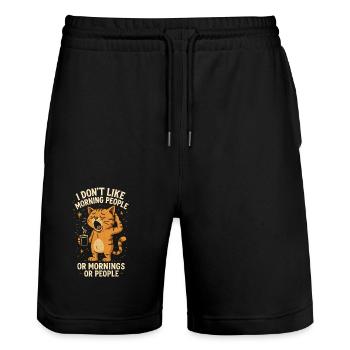 Funny Funny Saying Sayings - Stanley/Stella Trainer Unisex Organic Jogging Shorts - black - Front - Nik (191cm) & Marisol (170cm)