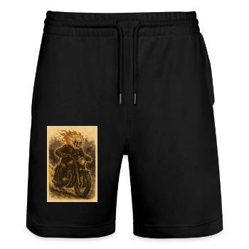 Ghost Rider in vintage style - Stanley/Stella Trainer Unisex Organic Jogging Shorts - black - Front - Nik (191cm) & Marisol (170cm)