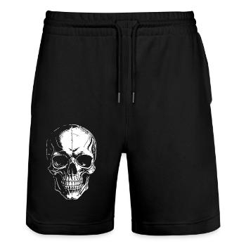 Skull - Stanley/Stella Trainer Unisex Organic Jogging Shorts - black - Front - Nik (191cm) & Marisol (170cm)