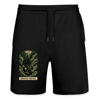 Drone Metal (Card XVIII) - Stanley/Stella Trainer Unisex Organic Jogging Shorts - black - Front - Nik (191cm) & Marisol (170cm)
