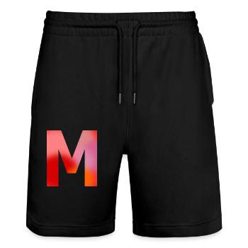 Lettre M - Short de jogging bio TRAINER Stanley/Stella unisexe - noir - Devant - Nik (191cm) & Marisol (170cm)