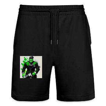 The green bodyguard - Stanley/Stella Trainer Unisex Organic Jogging Shorts - black - Front - Nik (191cm) & Marisol (170cm)