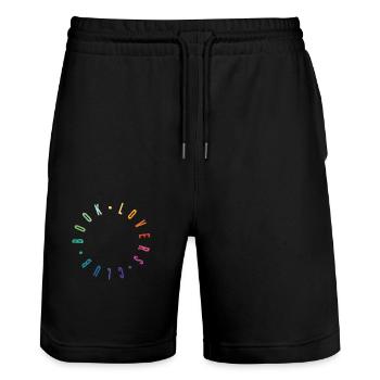 Book Lovers Club Rainbow - Stanley/Stella Unisex Bio Joggingshorts Trainer  - Schwarz - Vorne - Nik (191cm) & Marisol (170cm)