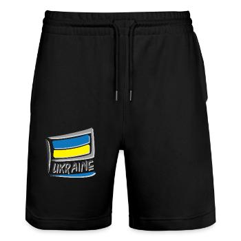 Ukraine Flag Flag - Stanley/Stella Trainer Unisex Organic Jogging Shorts - black - Front - Nik (191cm) & Marisol (170cm)