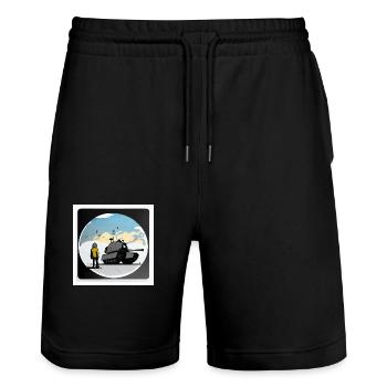 Skybound Tank Warrior - Stanley/Stella Trainer Unisex Organic Jogging Shorts - black - Front - Nik (191cm) & Marisol (170cm)