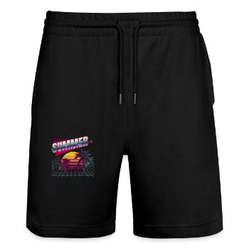 Summer T-shirt - Stanley/Stella Trainer Unisex Organic Jogging Shorts - black - Front - Nik (191cm) & Marisol (170cm)