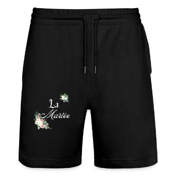 La mariée-evjf t-shirt assorti floral - Short de jogging bio TRAINER Stanley/Stella unisexe - noir - Devant - Nik (191cm) & Marisol (170cm)