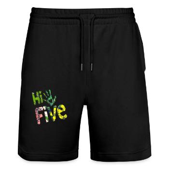 High Five Style Cool Hand Joke Saying Hit Trend - Stanley/Stella Trainer Unisex Organic Jogging Shorts - black - Front - Nik (191cm) & Marisol (170cm)