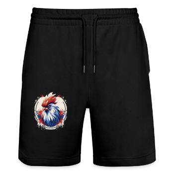 Tee shirt coq français - Short de jogging bio TRAINER Stanley/Stella unisexe - noir - Devant - Nik (191cm) & Marisol (170cm)