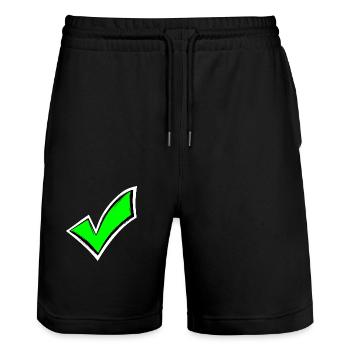 Coche crochets en noir vu - Short de jogging bio TRAINER Stanley/Stella unisexe - noir - Devant - Nik (191cm) & Marisol (170cm)