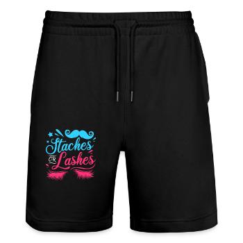 Nachwuchs Baby Schwangerschaft Gender Reveal Team - Stanley/Stella Unisex Bio Joggingshorts Trainer  - Schwarz - Vorne - Nik (191cm) & Marisol (170cm)