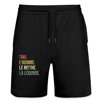 Tino L'homme Le Mythe La Légende Cadeau Humour - Short de jogging bio TRAINER Stanley/Stella unisexe - noir - Devant - Nik (191cm) & Marisol (170cm)