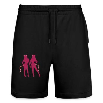 2 Oreilles de chat pour femmes - Short de jogging bio TRAINER Stanley/Stella unisexe - noir - Devant - Nik (191cm) & Marisol (170cm)