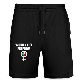 Women life freedom - Stanley/Stella Unisex Bio Joggingshorts Trainer  - Schwarz - Vorne - Nik (191cm) & Marisol (170cm)