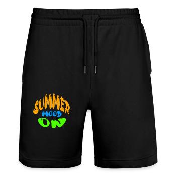 Summer Mood On - Stanley/Stella Trainer Unisex Organic Jogging Shorts - black - Front - Nik (191cm) & Marisol (170cm)