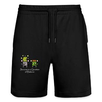 Bilan du succès - Short de jogging bio TRAINER Stanley/Stella unisexe - noir - Devant - Nik (191cm) & Marisol (170cm)