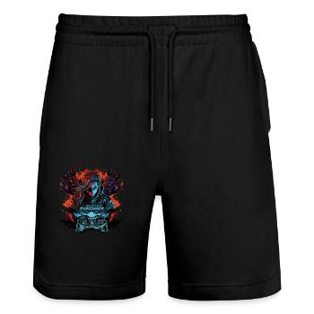 Gaming Punisher - Gamer Nerd Videospiel Konsole PC - Stanley/Stella Unisex Bio Joggingshorts Trainer  - Schwarz - Vorne - Nik (191cm) & Marisol (170cm)