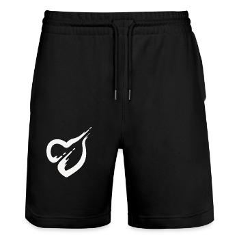 Schuss durchs Herz - Stanley/Stella Unisex Bio Joggingshorts Trainer  - Schwarz - Vorne - Nik (191cm) & Marisol (170cm)