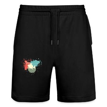 Helikopter Vintage Bunt - Stanley/Stella Unisex Bio Joggingshorts Trainer  - Schwarz - Vorne - Nik (191cm) & Marisol (170cm)