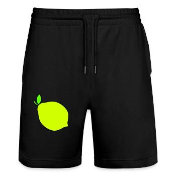 lemon - Stanley/Stella Trainer Unisex Organic Jogging Shorts - black - Front - Nik (191cm) & Marisol (170cm)