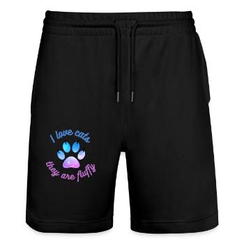 I love cats - Stanley/Stella Trainer Unisex Organic Jogging Shorts - black - Front - Nik (191cm) & Marisol (170cm)