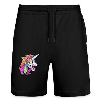 Zombicorn Zombie Unicorn Halloween - Stanley/Stella Unisex Bio Joggingshorts Trainer  - Schwarz - Vorne - Nik (191cm) & Marisol (170cm)