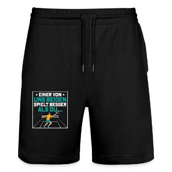Einer von uns beiden spielt besser als du Tennis S - Stanley/Stella Unisex Bio Joggingshorts Trainer  - Schwarz - Vorne - Nik (191cm) & Marisol (170cm)