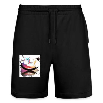 Splash - Stanley/Stella Trainer Unisex Organic Jogging Shorts - black - Front - Nik (191cm) & Marisol (170cm)