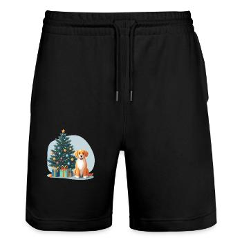 Labrador Christmas Weihnachtsbaum Geschenk - Stanley/Stella Unisex Bio Joggingshorts Trainer  - Schwarz - Vorne - Nik (191cm) & Marisol (170cm)