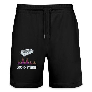 agglo-rythme - Short de jogging bio TRAINER Stanley/Stella unisexe - noir - Devant - Nik (191cm) & Marisol (170cm)