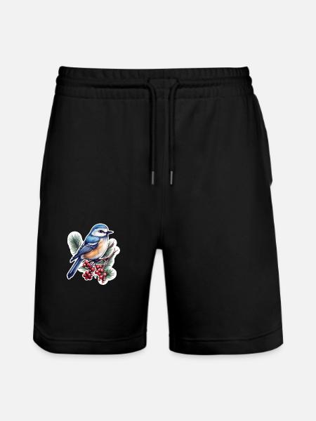 Woodpecker, Nuthatch - Stanley/Stella Trainer Unisex Organic Jogging Shorts - black
