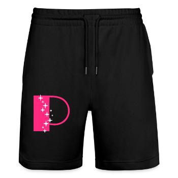 Letter P Glitter - Stanley/Stella Trainer Unisex Organic Jogging Shorts - black - Front - Nik (191cm) & Marisol (170cm)