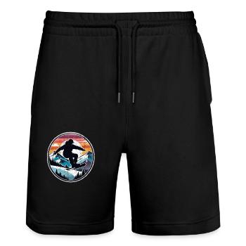Snowboarden, Schnee und Skifahren - Stanley/Stella Unisex Bio Joggingshorts Trainer  - Schwarz - Vorne - Nik (191cm) & Marisol (170cm)