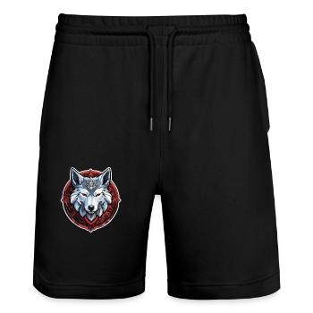 loup tatouage - Short de jogging bio TRAINER Stanley/Stella unisexe - noir - Devant - Nik (191cm) & Marisol (170cm)